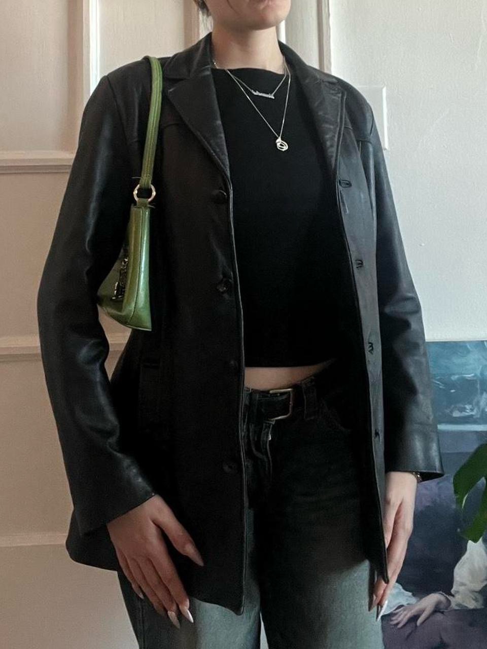 Size Xs Black Danier Leather Blazer-Style Jacket
